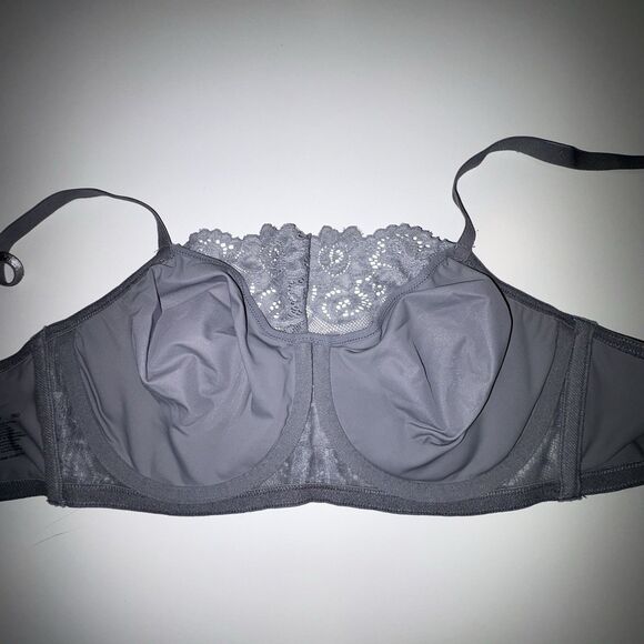 Olga Gray Pretty Lace Cami Bra Size 38D Underwire Style #35263 Smoked Pearl - Picture 10 of 10